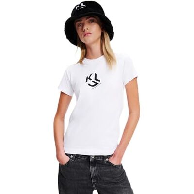 KARL LAGERFELD JEANS , Dam, Slim Kortärm Monogram T-Shirt, Slim Fit, Vit, XL KARL LAGERFELD JEANS , Dam, Slim Kortärm Monogram T-Shirt, Slim Fit, Vit, XL