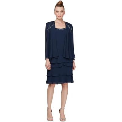 S.L. Fashions Embellished Djurjacka Dress (Petite and regular) klänning för speciella tillfällen, Marinblå, 38 S.L. Fashions Embellished Djurjacka Dress (Petite and regular) klänning för speciella tillfällen, Marinblå, 38