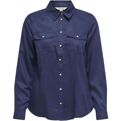ONLY Onlalexa Colour Ls Shirt WVN, natthimmel, S ONLY Onlalexa Colour Ls Shirt WVN, natthimmel, S