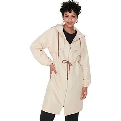 Trendyol Dam långärmad krage dragkedja regnrock standard, BEIgE, 64 Trendyol Dam långärmad krage dragkedja regnrock standard, BEIgE, 64