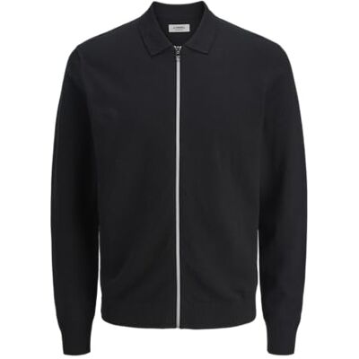 JJ REBEL Jrebcallum Knit Polo full dragkedja, svart, XL JJ REBEL Jrebcallum Knit Polo full dragkedja, svart, XL