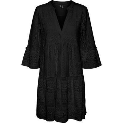 VERO MODA Vmhoney Lace 3/4 V-hals tunika WVN, svart, XS VERO MODA Vmhoney Lace 3/4 V-hals tunika WVN, svart, XS