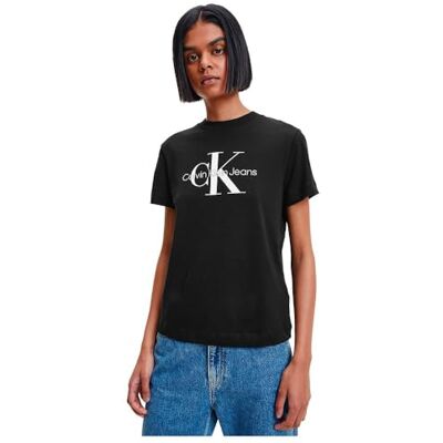 Calvin kvinnors S/S T-shirts, Svart (k svart), L Calvin kvinnors S/S T-shirts, Svart (k svart), L