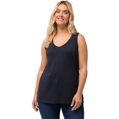 Ulla Popken Damtopp, v-ringning, klassisk, ren bomull t-shirts, Ytterutrymme, 46/L Ulla Popken Damtopp, v-ringning, klassisk, ren bomull t-shirts, Ytterutrymme, 46/L