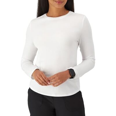 Hanes dam Comfort Fit Scrubs underskrub, supermjuk viskos från bambu långärmad skjorta, Vitt, M Hanes dam Comfort Fit Scrubs underskrub, supermjuk viskos från bambu långärmad skjorta, Vitt, M