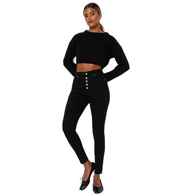 Trendyol dam rak smal hög midja jeans, svart, 38 Trendyol dam rak smal hög midja jeans, svart, 38