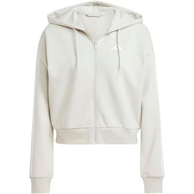 adidas dam Essentials 3-Stripes French Terry Full Zip Hoodie Sweatshirt, wonder alumina/white, L adidas dam Essentials 3-Stripes French Terry Full Zip Hoodie Sweatshirt, wonder alumina/white, L