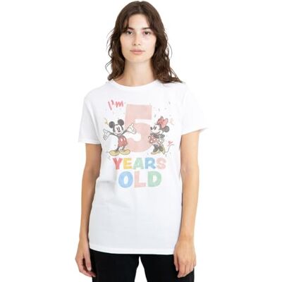 Mickey Mouse mandarin creative ltd Musse och Mimmi Pigg 'I'm 5 Years Old Birthday' t-shirt dam t-shirt, vit, stor, Vitt, L Mickey Mouse mandarin creative ltd Musse och Mimmi Pigg 'I'm 5 Years Old Birthday' t-shirt dam t-shirt, vit, stor, Vitt, L