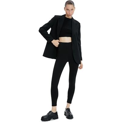 Koton dam basic hög midja elastisk midja leggings, Svart (999), XL Koton dam basic hög midja elastisk midja leggings, Svart (999), XL