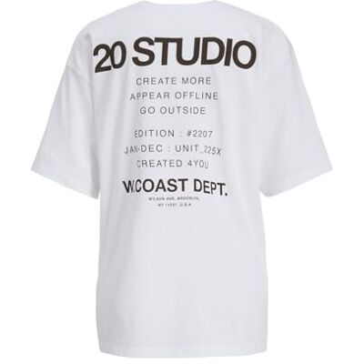 JACK & JONES Jxmillow Loose Ss Tee JRS Sp625, Ljus vit, M JACK & JONES Jxmillow Loose Ss Tee JRS Sp625, Ljus vit, M