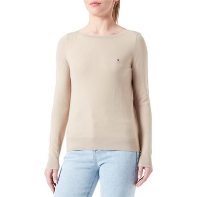 Tommy Hilfiger dam CO Jersey Stitch Boat-NK tröja beige 3XL, BEIgE, 3XL Tommy Hilfiger dam CO Jersey Stitch Boat-NK tröja beige 3XL, BEIgE, 3XL