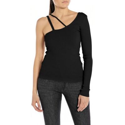 Replay Dam Slim Fit RIPP-skjorta axelfri långärmad, 098 svart, M Replay Dam Slim Fit RIPP-skjorta axelfri långärmad, 098 svart, M