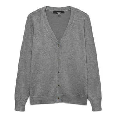 VERO MODA VMSILJE LS V-hals cardigan GA NOOS, Medium grå melerad, S VERO MODA VMSILJE LS V-hals cardigan GA NOOS, Medium grå melerad, S
