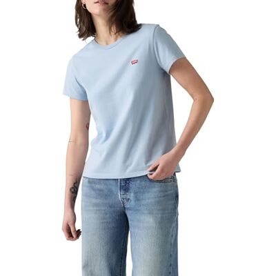 Levi's The tee T-shirt dam, Striped Chesthit-logotyp, Blå, M Levi's The tee T-shirt dam, Striped Chesthit-logotyp, Blå, M