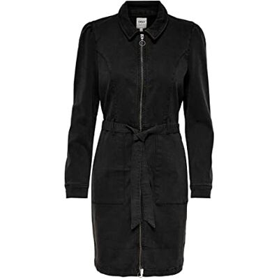 ONLY Damklänning Onlnew CHIGO 34 36 38 40 42 svart långärmad jeansklänning, Tvättad svart, 34 ONLY Damklänning Onlnew CHIGO 34 36 38 40 42 svart långärmad jeansklänning, Tvättad svart, 34