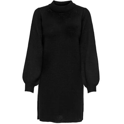 ONLY JACQUELINE de YONG Stickad klänning för kvinnor, hög krage, svart, XXS ONLY JACQUELINE de YONG Stickad klänning för kvinnor, hög krage, svart, XXS
