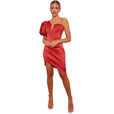 Chi Chi London Dam enaxlad puff ärm bodycon klänning i rött speciellt tillfälle, Röd, 40 SE Chi Chi London Dam enaxlad puff ärm bodycon klänning i rött speciellt tillfälle, Röd, 40 SE