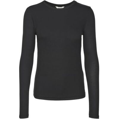 VERO MODA Awirwina Ls O-Neck Top Noos, svart, M VERO MODA Awirwina Ls O-Neck Top Noos, svart, M