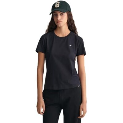 GANT Dam Reg Shield Ss T-shirt, svart, XXL GANT Dam Reg Shield Ss T-shirt, svart, XXL