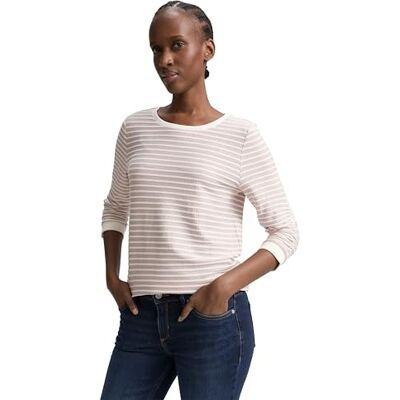 TOM TAILOR Denim damtröja, 38543 – Rosa vit strukturerad remsa, M TOM TAILOR Denim damtröja, 38543 – Rosa vit strukturerad remsa, M