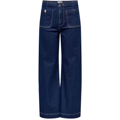 ONLY Onlmadeline Hw Wid Pocket DNM Gua113, Mörkblå denim, XL / 32L ONLY Onlmadeline Hw Wid Pocket DNM Gua113, Mörkblå denim, XL / 32L