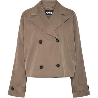 PIECES Pcscarlett Ls Short Trenchcoat Noos, Brun ventil, L PIECES Pcscarlett Ls Short Trenchcoat Noos, Brun ventil, L