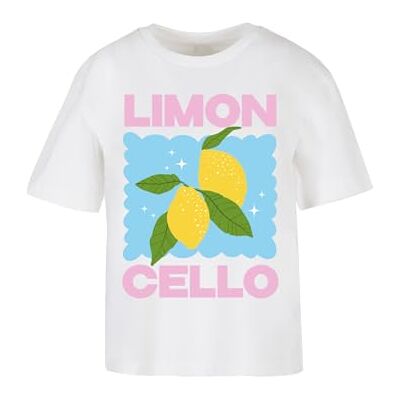 dam T-Shirt Limon Cello Tee avslappnad t-shirt med tryck för kvinnor, oversize passform, storlekar XS – 5XL, Vit, S dam T-Shirt Limon Cello Tee avslappnad t-shirt med tryck för kvinnor, oversize passform, storlekar XS – 5XL, Vit, S