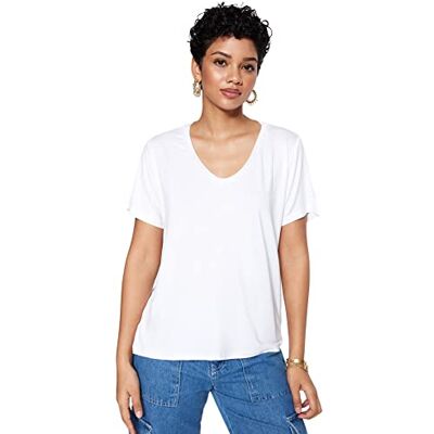 Trendyol Dam normal passform basic v-ringad stickad t-shirt, Vitt, L Trendyol Dam normal passform basic v-ringad stickad t-shirt, Vitt, L