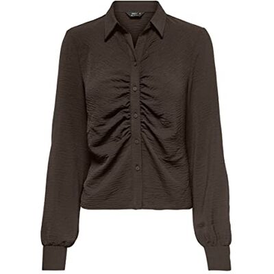 ONLY Dam Onlmette Ls Wrinkle Short Top Noos WVN blus, Het fudge, XL ONLY Dam Onlmette Ls Wrinkle Short Top Noos WVN blus, Het fudge, XL