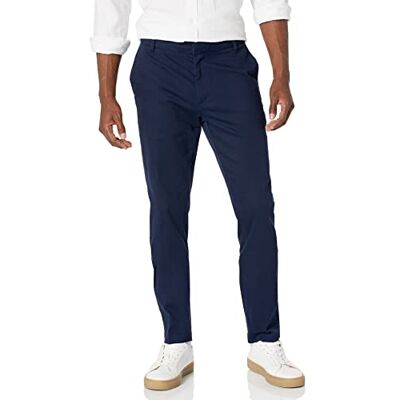Amazon Essentials mäns slim-fit skrynkelbeständig platt framsida stretch chinos byxa, marinblå, 42 W x 32 L Amazon Essentials mäns slim-fit skrynkelbeständig platt framsida stretch chinos byxa, marinblå, 42 W x 32 L