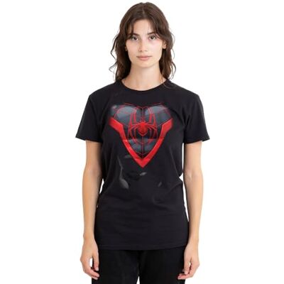 Spider-Man mandarin creative ltd Miles Morales kostym dam t-shirt, svart, XX-Large, Svart, XXL Spider-Man mandarin creative ltd Miles Morales kostym dam t-shirt, svart, XX-Large, Svart, XXL