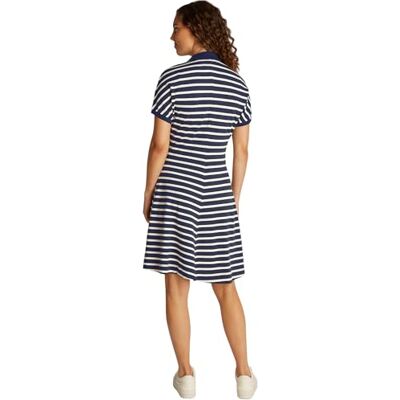 Tommy Hilfiger Lyocell Open-NK F&F-Pikéklänning WW0WW44513 för kvinnor Tommy Hilfiger Lyocell Open-NK F&F-Pikéklänning WW0WW44513 för kvinnor