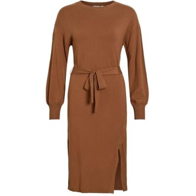 Vila Viricky L/S Belted stickad klänning/Ka, Toffee, XL Vila Viricky L/S Belted stickad klänning/Ka, Toffee, XL