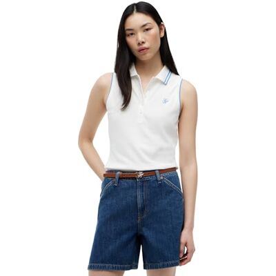 Tommy Hilfiger kvinnors badbutik bomull polo Ss WW0WW49561, vit, XS Tommy Hilfiger kvinnors badbutik bomull polo Ss WW0WW49561, vit, XS