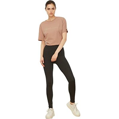 Trendyol Kvinnors antracit hög midja roller stickade tights leggings, XS Trendyol Kvinnors antracit hög midja roller stickade tights leggings, XS