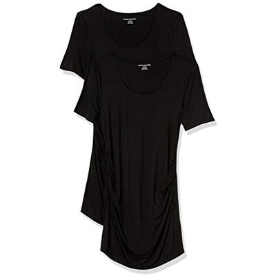 Amazon Essentials dam moderskap kortärmad rouched scoopneck t-shirt, paket med 2, svart, XX-Large Amazon Essentials dam moderskap kortärmad rouched scoopneck t-shirt, paket med 2, svart, XX-Large