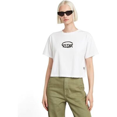 G-STAR RAW Cropped logo relaxed r t, Vit (White D26239-c336-110), S G-STAR RAW Cropped logo relaxed r t, Vit (White D26239-c336-110), S