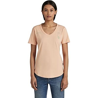 G-STAR RAW Mysid Slim Graphic V-ringad t-shirt för kvinnor, Rosa (persika Nougat 336-c962), XXS G-STAR RAW Mysid Slim Graphic V-ringad t-shirt för kvinnor, Rosa (persika Nougat 336-c962), XXS