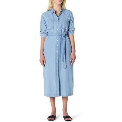 Amazon Essentials dam normal passform denim Chambray långärmad midi-klänning med knappar, Isblå ljus tvätt, XL Amazon Essentials dam normal passform denim Chambray långärmad midi-klänning med knappar, Isblå ljus tvätt, XL