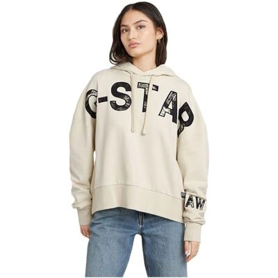 G-STAR RAW Embro tryck lös tröja med huva, Vit (Chalk D25046-d589-127), M G-STAR RAW Embro tryck lös tröja med huva, Vit (Chalk D25046-d589-127), M