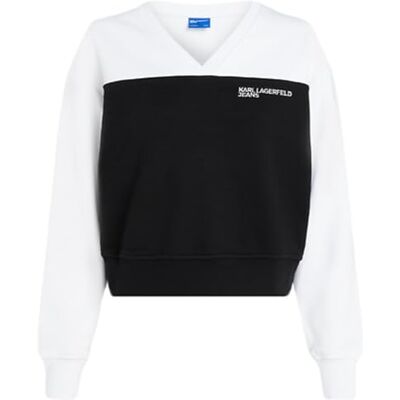KARL LAGERFELD JEANS , Dam, Blockad VHals Svetta, Vanlig Fit, Flerfärg, XL KARL LAGERFELD JEANS , Dam, Blockad VHals Svetta, Vanlig Fit, Flerfärg, XL
