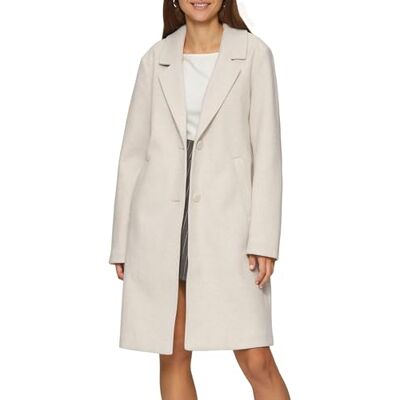 QS melerad kappa med krage, Beige, XXL QS melerad kappa med krage, Beige, XXL