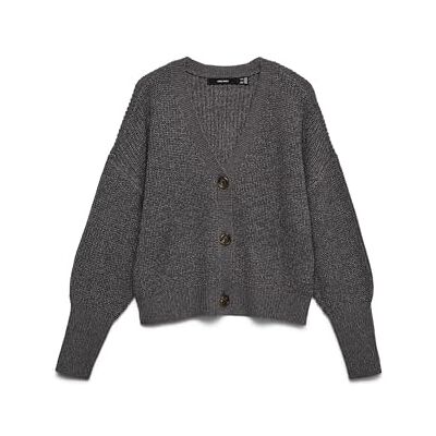 VERO MODA VMLEA LS V-hals manschett cardigan NOOS, Asfalt/detalj: w. Phantom/Tornado, M VERO MODA VMLEA LS V-hals manschett cardigan NOOS, Asfalt/detalj: w. Phantom/Tornado, M