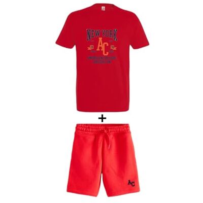 AMERICAN COLLEGE USA Tvådelad T-shirt + blandade shorts, Färg: röd, S AMERICAN COLLEGE USA Tvådelad T-shirt + blandade shorts, Färg: röd, S