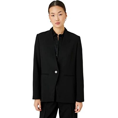 Koton Dam en knapp ficka detalj blazer jacka, Svart (999), 40 Koton Dam en knapp ficka detalj blazer jacka, Svart (999), 40