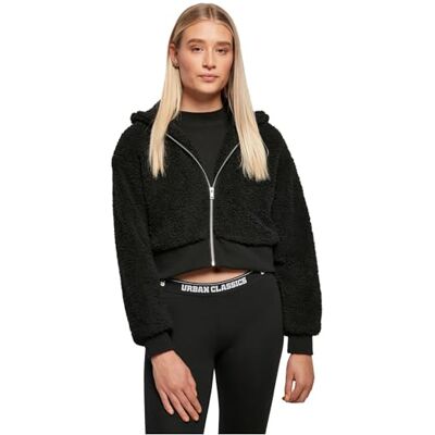 Urban Classics Dam damer kort överdimensionerad sherpajacka jacka, svart, L Urban Classics Dam damer kort överdimensionerad sherpajacka jacka, svart, L