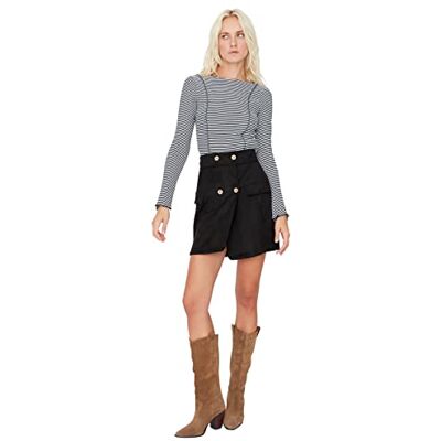 Trendyol Dam dam mini A-linje snäv stickad kjol, svart, XS, Svart, XS Trendyol Dam dam mini A-linje snäv stickad kjol, svart, XS, Svart, XS
