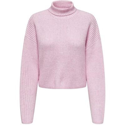 ONLY Onlmelanie L/S polotröja tröja KNT stickad tröja, Rosa dam, L ONLY Onlmelanie L/S polotröja tröja KNT stickad tröja, Rosa dam, L