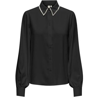 ONLY ONLVINEA Life LS Jewellery Shirt WVN, svart, S ONLY ONLVINEA Life LS Jewellery Shirt WVN, svart, S