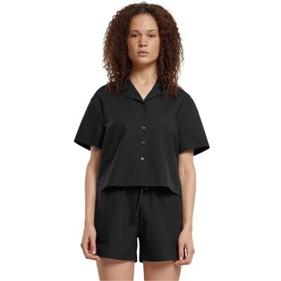 Urban Classics Damskjorta Ladies Seersucker skjorta svart M, svart, M Urban Classics Damskjorta Ladies Seersucker skjorta svart M, svart, M